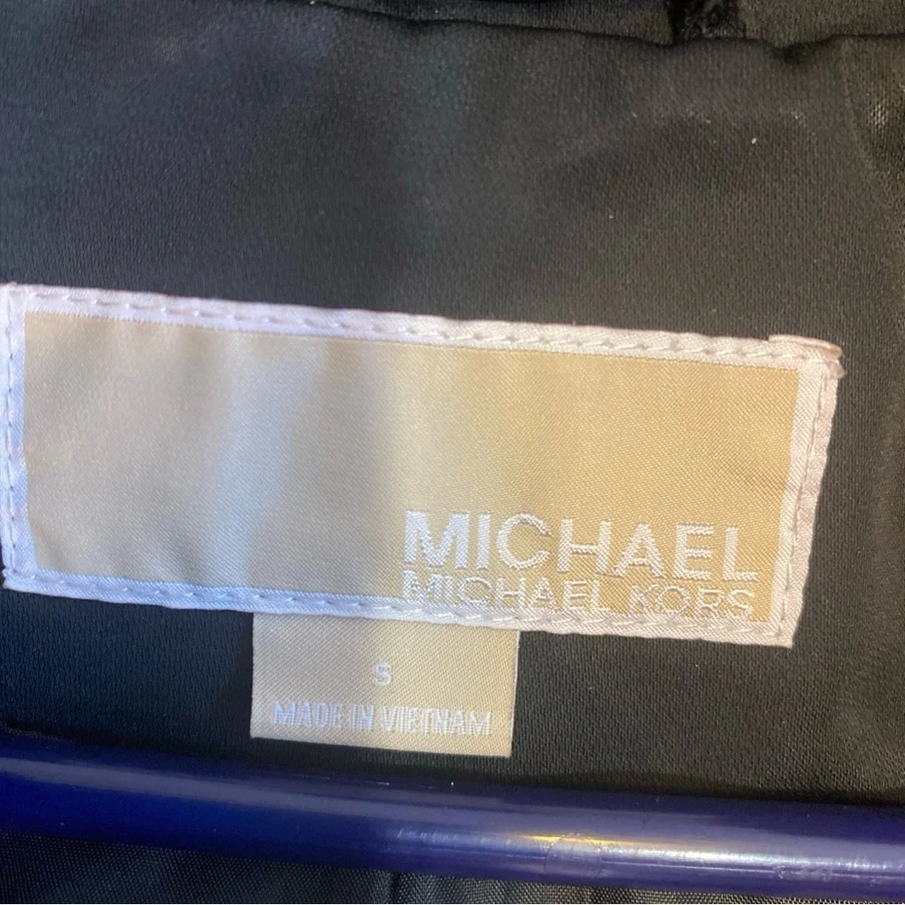 Michael Kors Women’s Size S Black Hooded Rain Trench Coat Button‎ Front